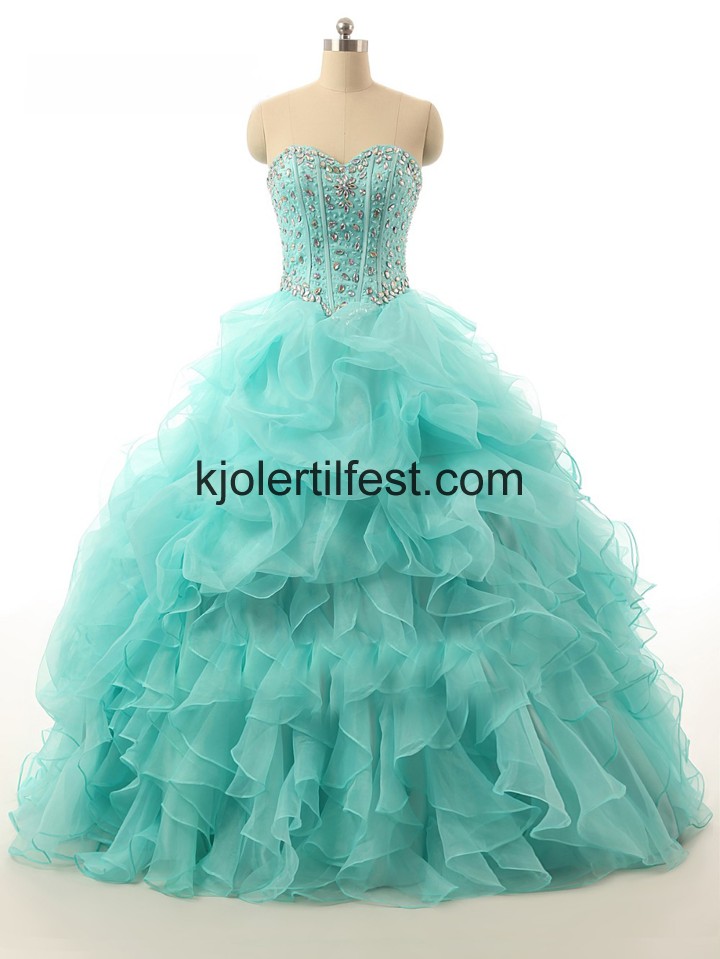 Skoleball Kjreste Mint Organza Quinceanera Kjoler