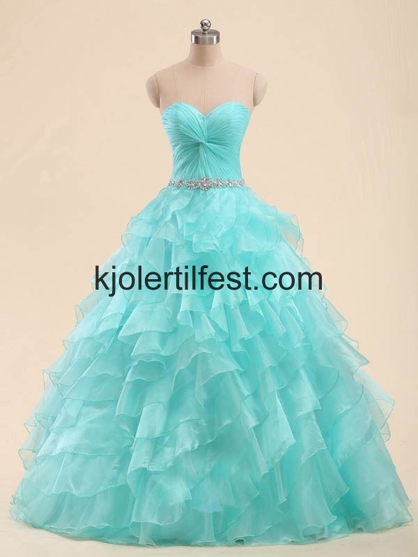 Bl Kjreste Lange Organza Quinceanera Kjoler