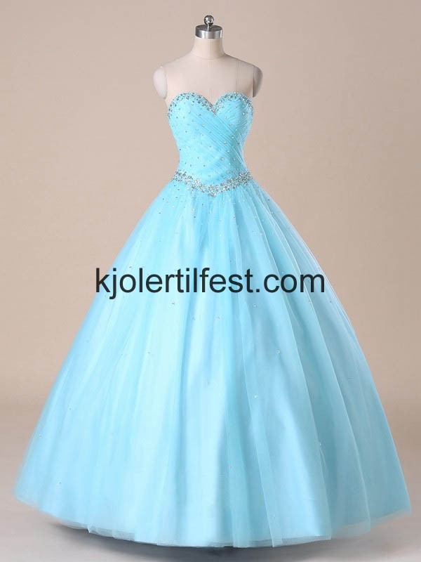 Bl Kjreste Tyll Quinceanera Kjoler