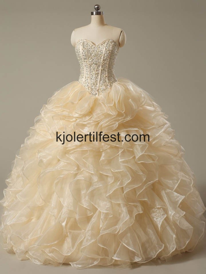 Champagne Kjreste Skoleball Organza Quinceanera Kjoler