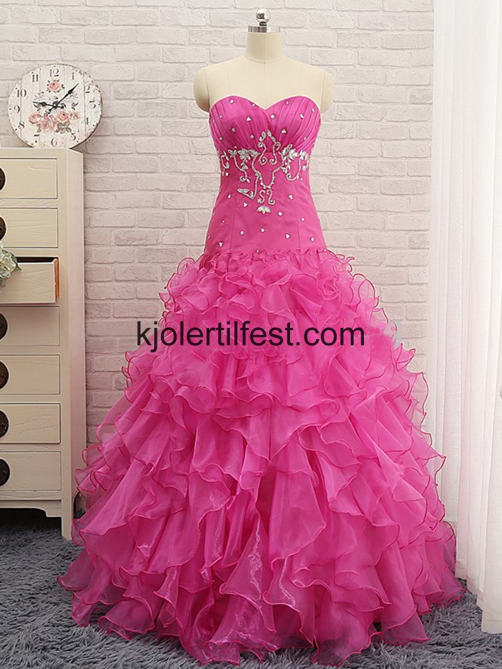 Fuksia Kjreste Skoleball Organza Quinceanera Kjoler