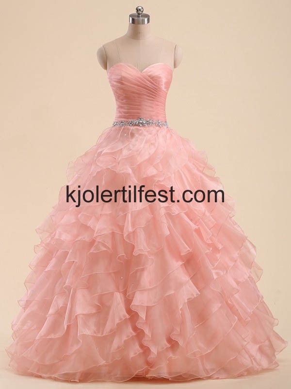 Kjreste Gulvlengde Lange Organza Quinceanera Kjoler