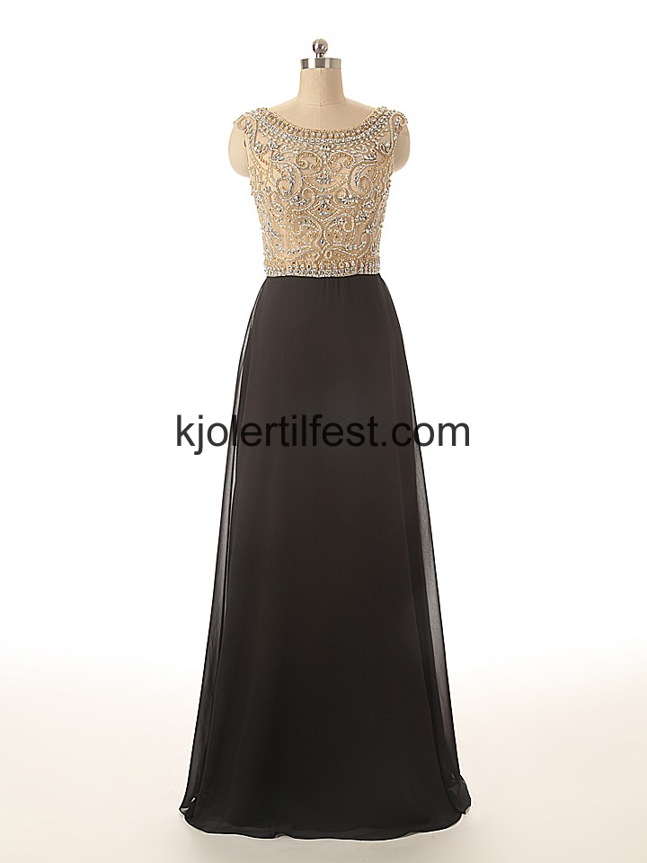 Svart Lange Chiffon Ballkjoler