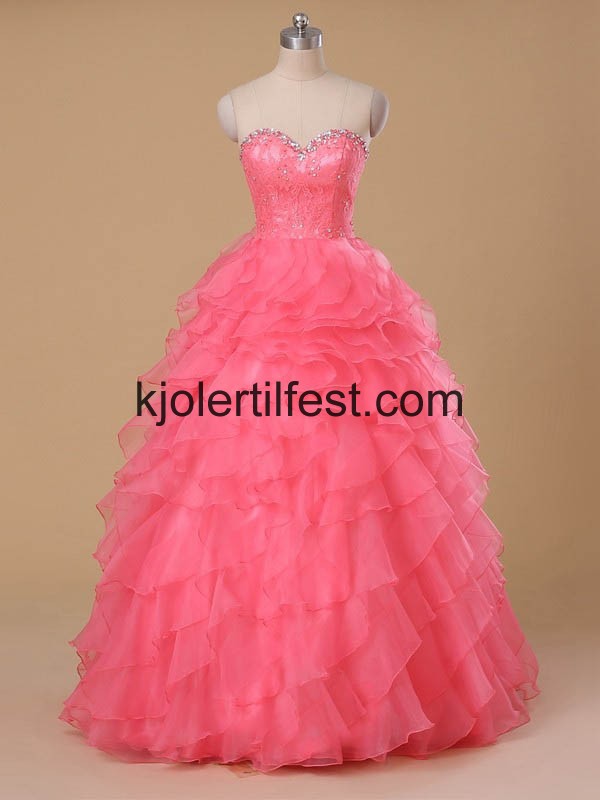 Vannmelon Kjreste Skoleball Organza Quinceanera Kjoler