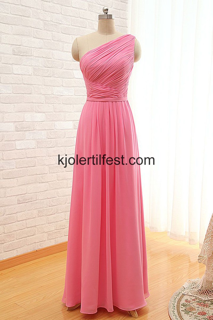 A-Linje En-Skulder Chiffon Ballkjoler