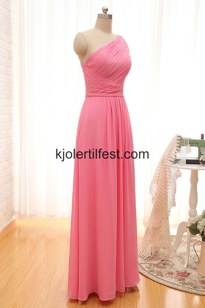 A-Linje En-Skulder Chiffon Ballkjoler