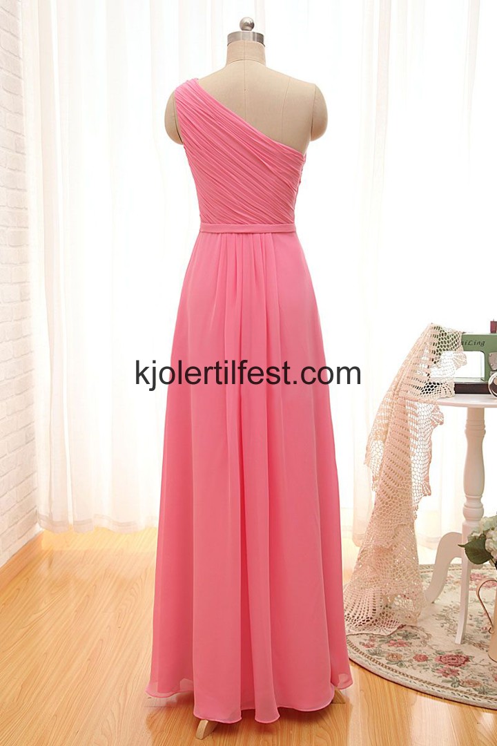 A-Linje En-Skulder Chiffon Ballkjoler