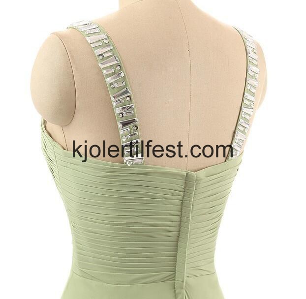 A-Linje Grnn V-hals Stropper Lange Chiffon Ballkjoler