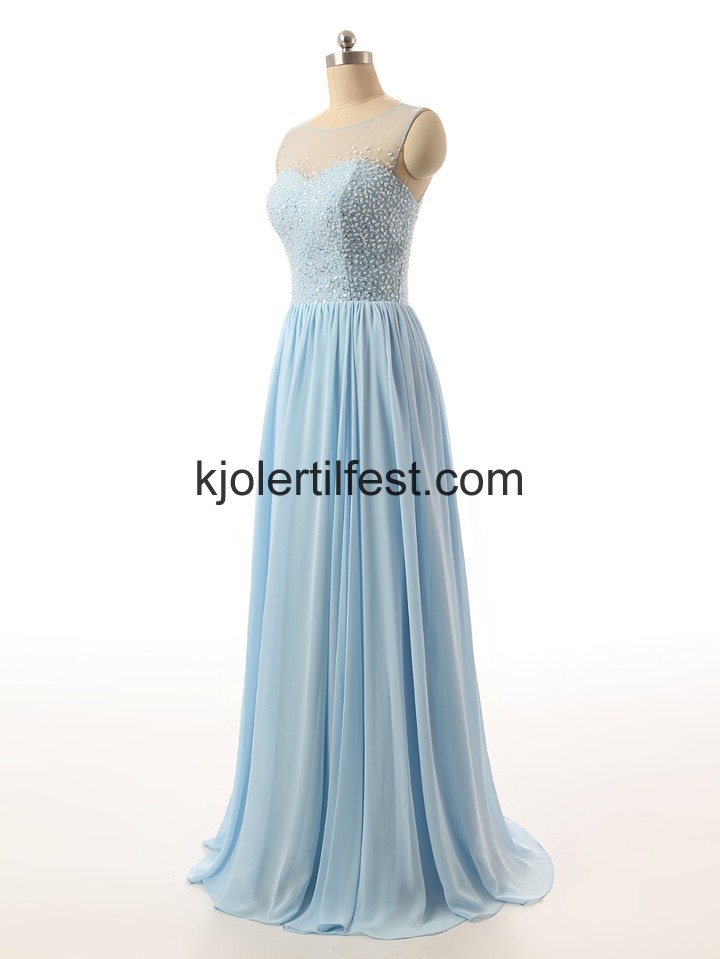 A-Linje Gulvlengde Bl Chiffon Ballkjoler