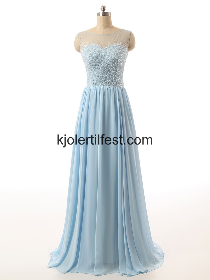 A-Linje Gulvlengde Bl Chiffon Selskapskjoler