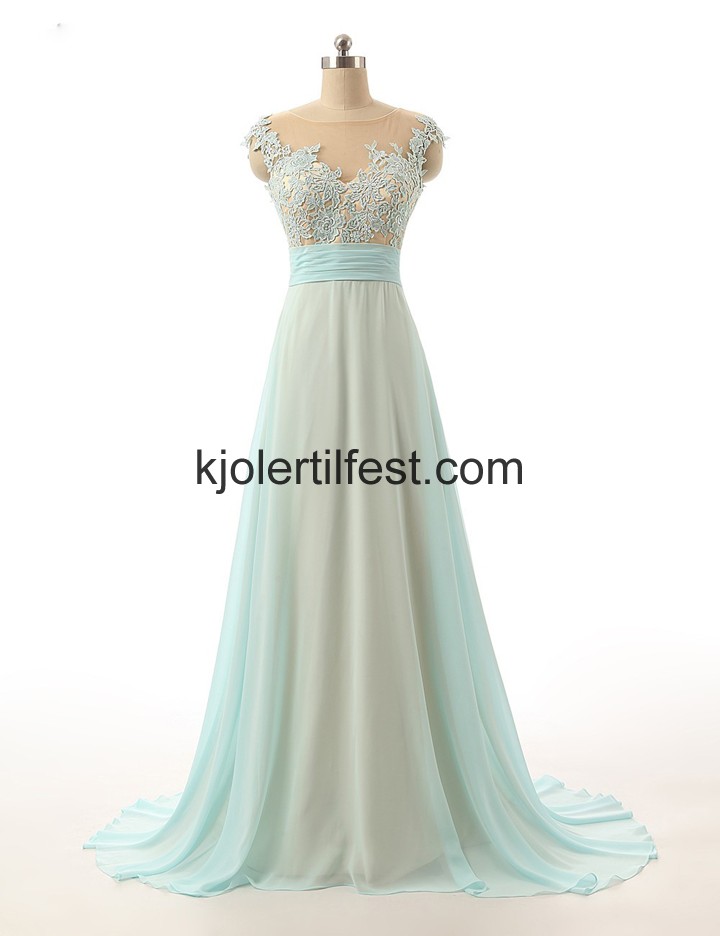 A-Linje Gulvlengde Scoop Chiffon Selskapskjoler