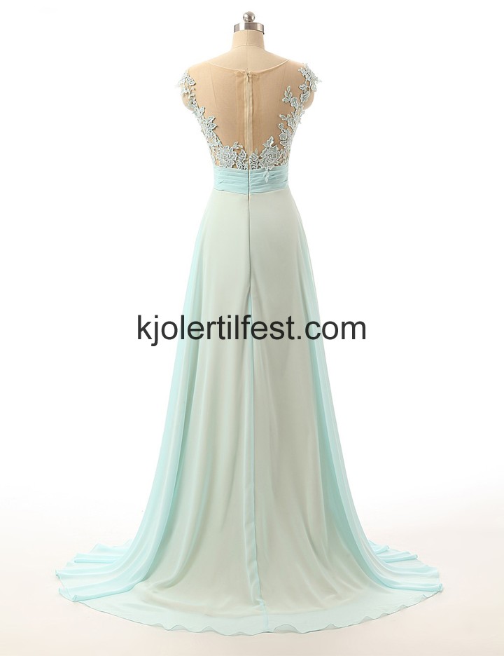 A-Linje Gulvlengde Scoop Chiffon Selskapskjoler