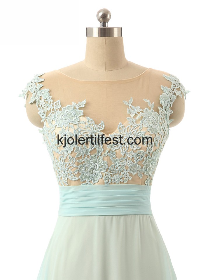 A-Linje Gulvlengde Scoop Chiffon Selskapskjoler