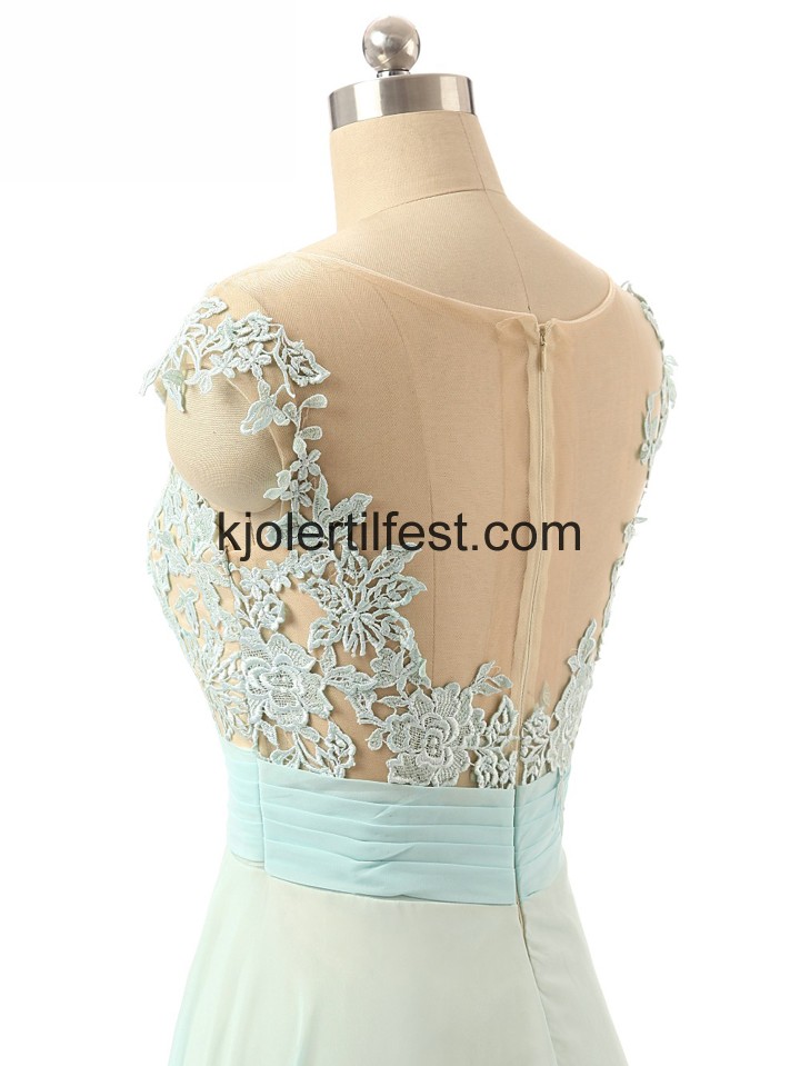 A-Linje Gulvlengde Scoop Chiffon Selskapskjoler