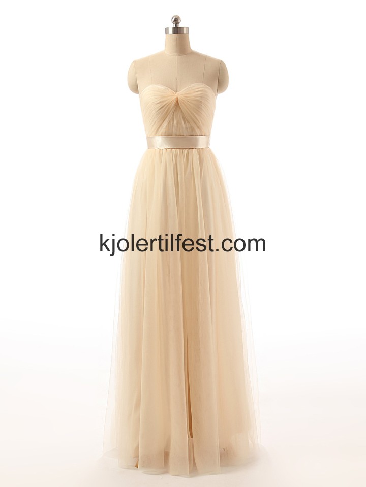 A-Linje Kjreste Champagne Organza Ballkjoler