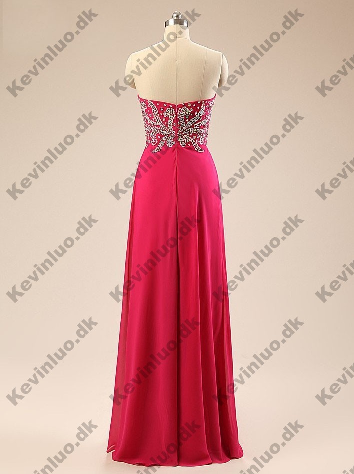 A-Linje Kjreste Lange Fuksia Chiffon Ballkjoler