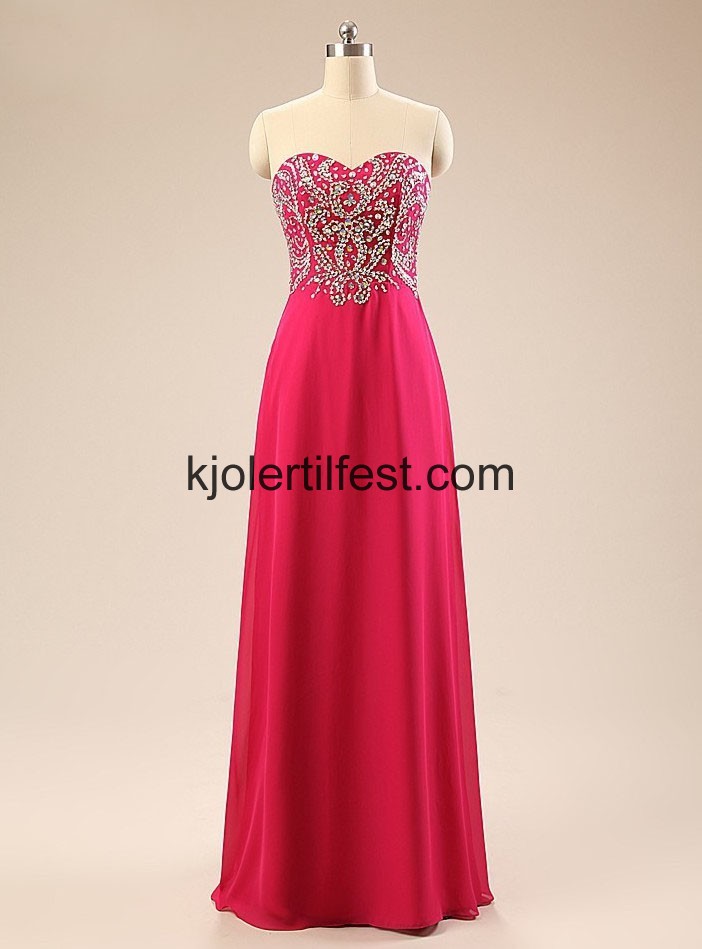 A-Linje Kjreste Lange Fuksia Chiffon Selskapskjoler