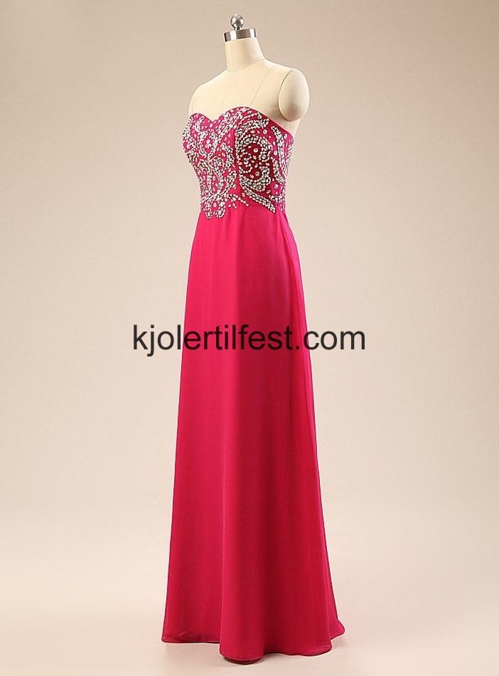A-Linje Kjreste Lange Fuksia Chiffon Selskapskjoler
