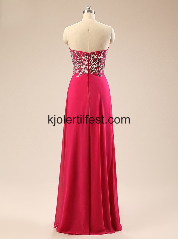 A-Linje Kjreste Lange Fuksia Chiffon Selskapskjoler