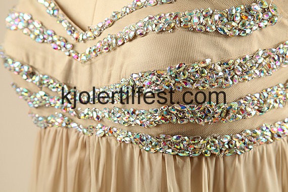 A-Linje Kjreste Lange Gull Chiffon Ballkjoler
