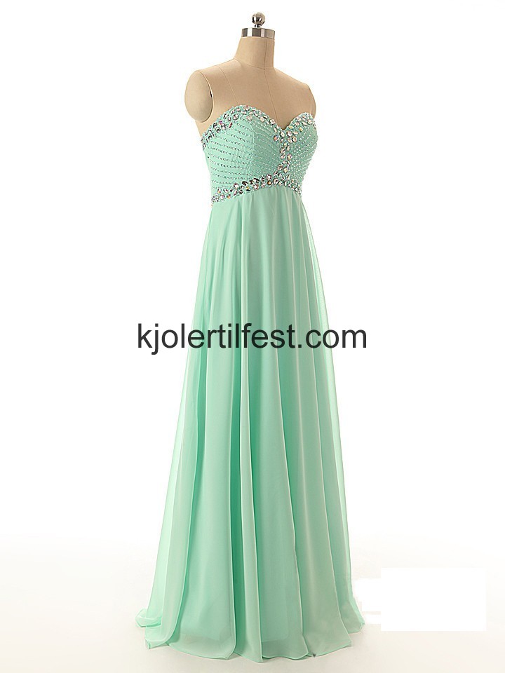 A-Linje Kjreste Lange Mint Chiffon Selskapskjoler