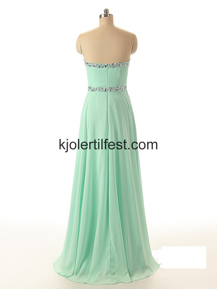 A-Linje Kjreste Lange Mint Chiffon Selskapskjoler