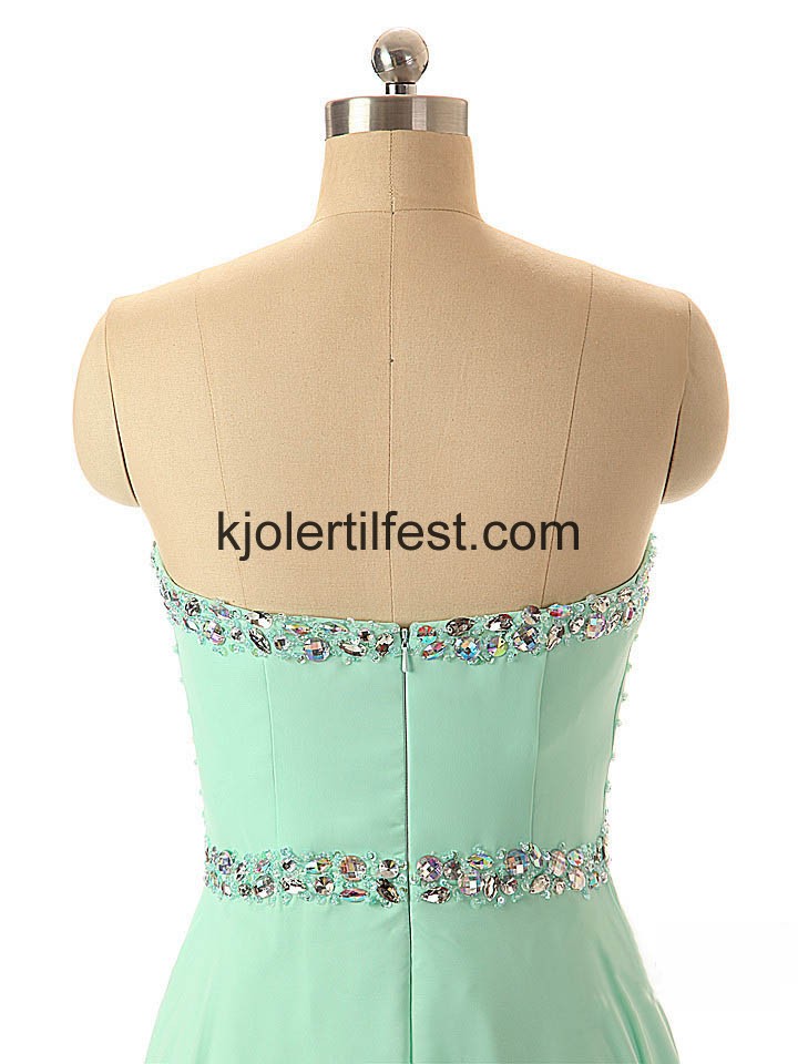 A-Linje Kjreste Lange Mint Chiffon Selskapskjoler