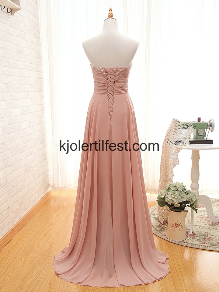 A-Linje Kjreste Lange Rosa Chiffon Ballkjoler