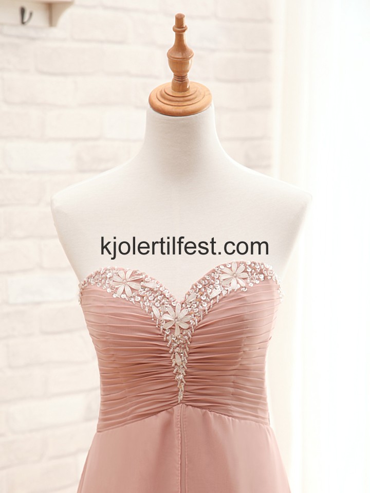A-Linje Kjreste Lange Rosa Chiffon Ballkjoler
