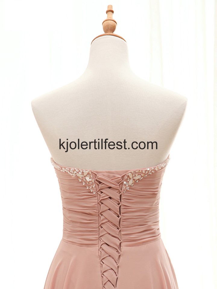 A-Linje Kjreste Lange Rosa Chiffon Ballkjoler
