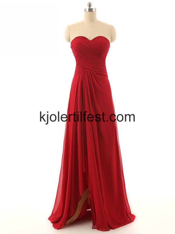 A-Linje Kjreste Rd Chiffon Ballkjoler