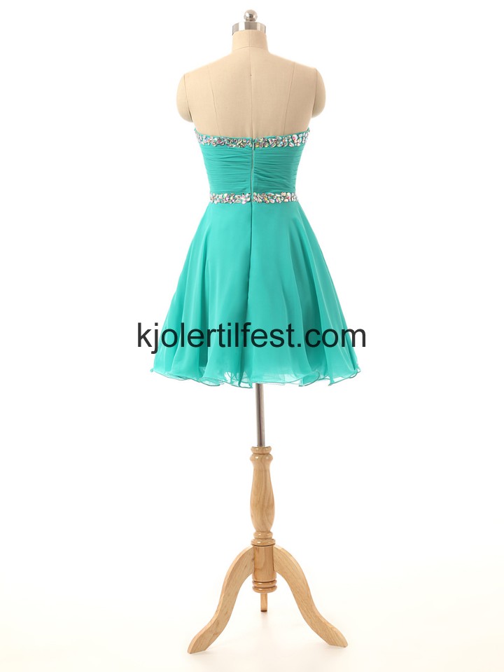A-Linje Kort Grnn Chiffon Cocktailkjoler
