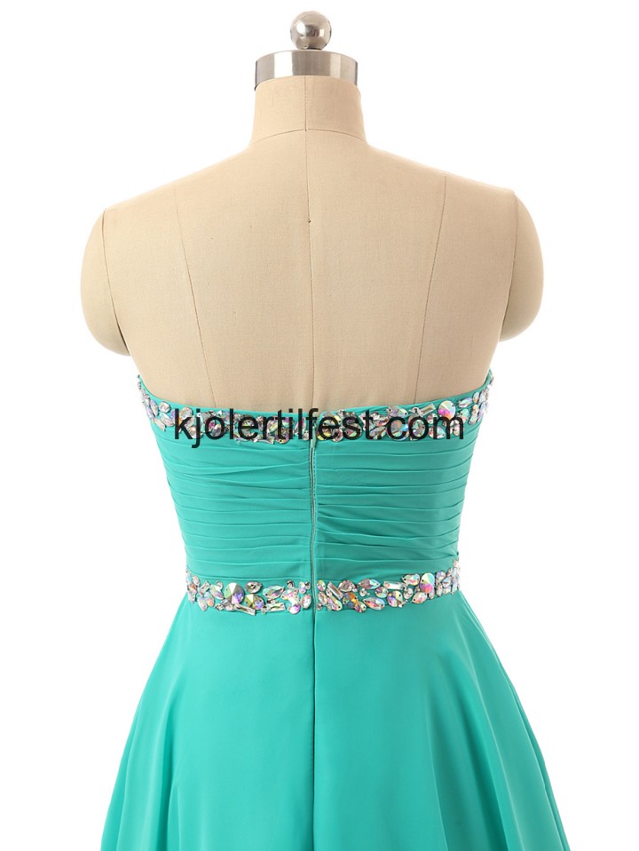 A-Linje Kort Grnn Chiffon Cocktailkjoler
