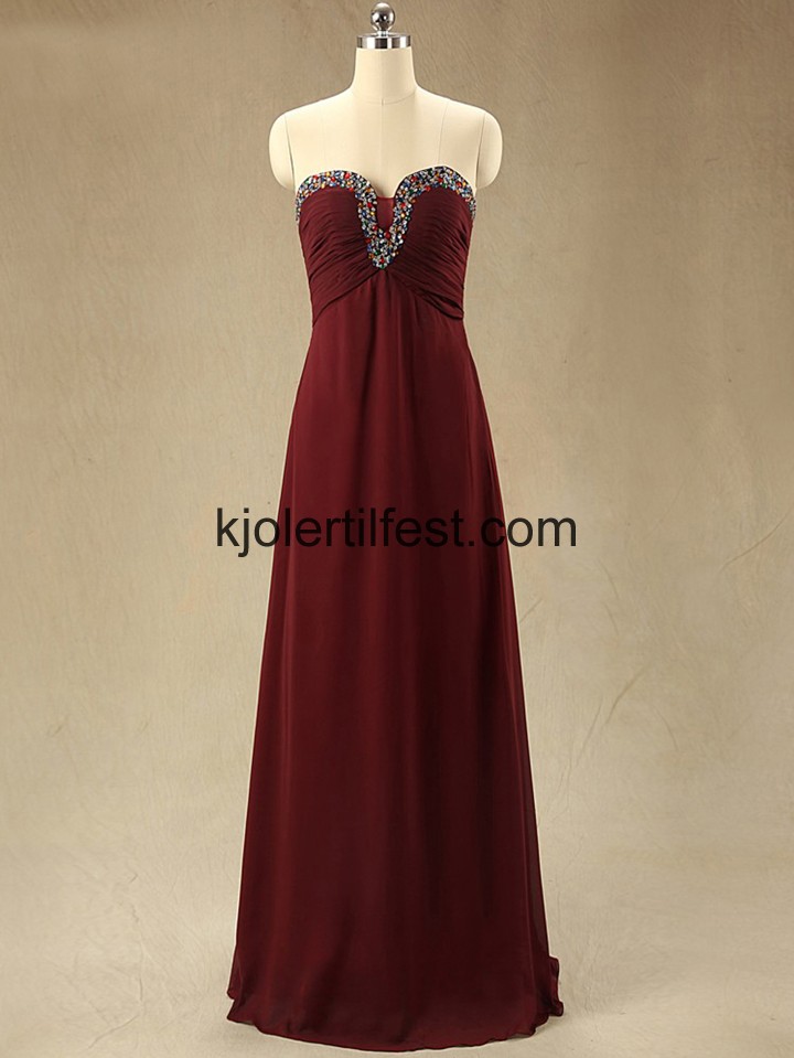 A-Linje Lange Crimson Chiffon Selskapskjoler