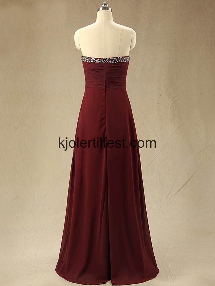 A-Linje Lange Crimson Chiffon Selskapskjoler