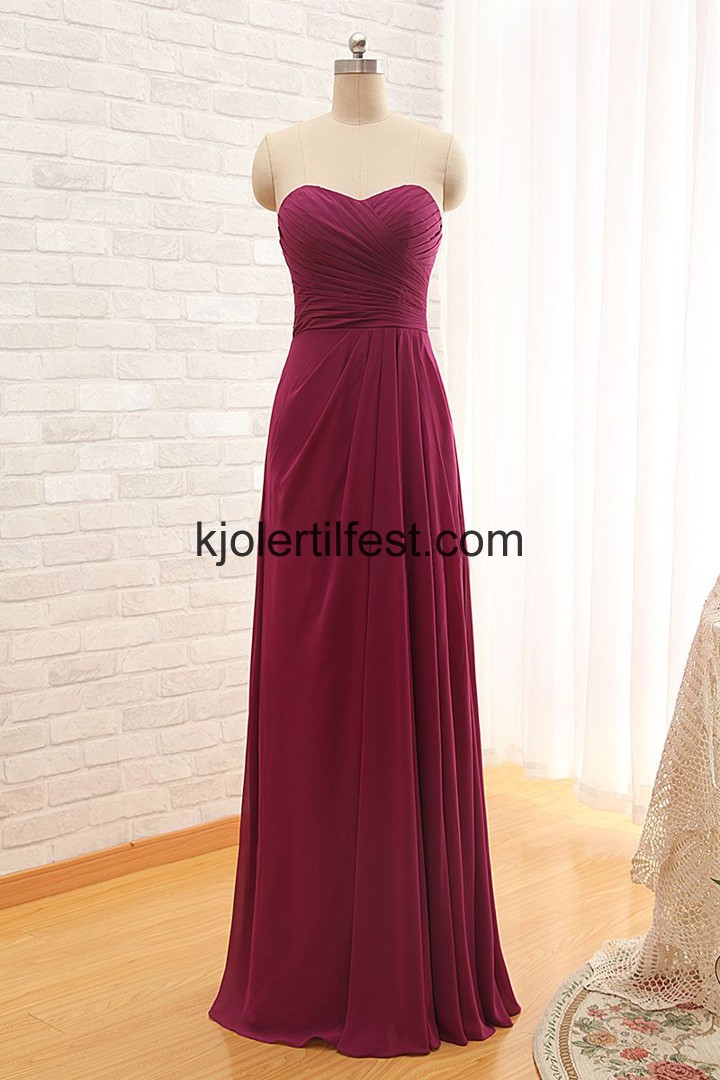 A-Linje Lange Fuksia Chiffon Ballkjoler
