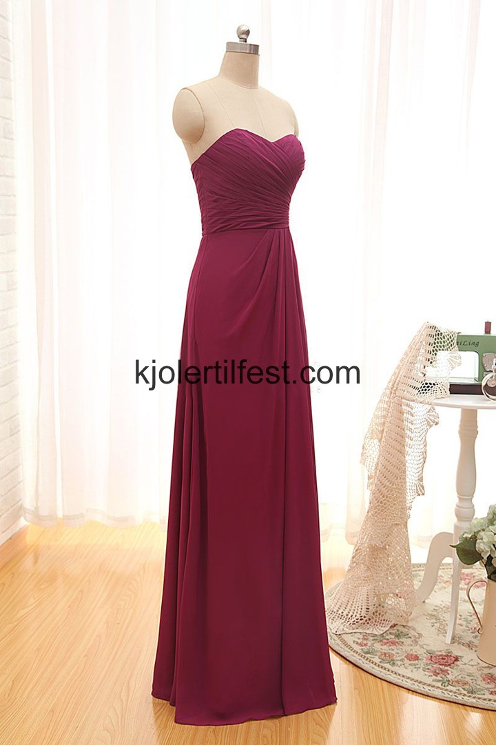 A-Linje Lange Fuksia Chiffon Ballkjoler