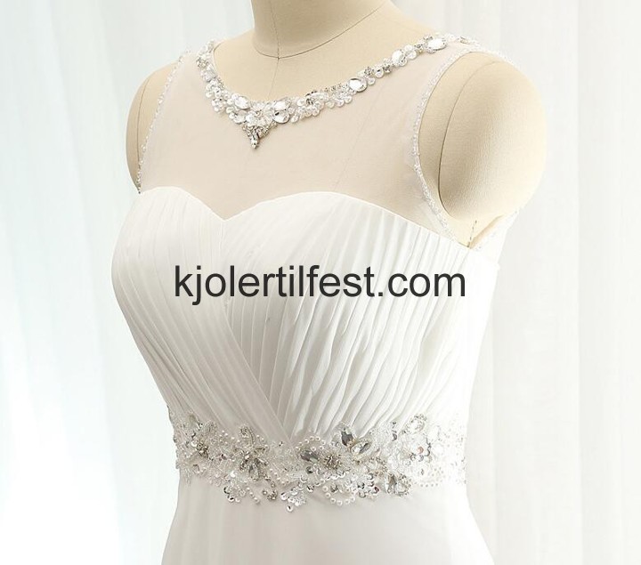 A-Linje Lange Hvit Chiffon Selskapskjoler