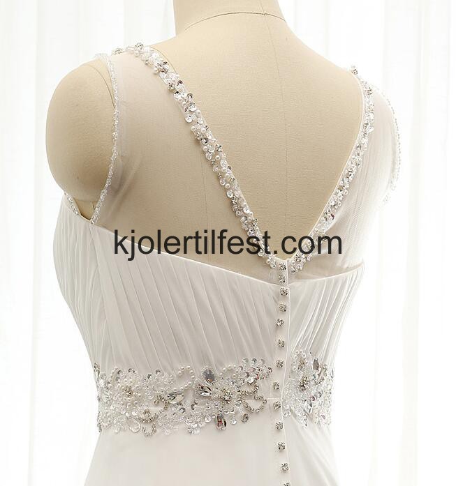 A-Linje Lange Hvit Chiffon Selskapskjoler