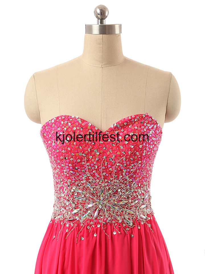 A-Linje Lange Kjreste Fuksia Chiffon Ballkjoler