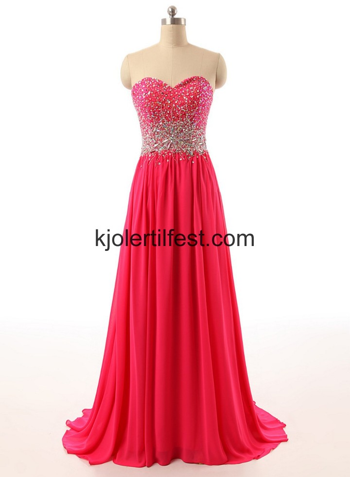 A-Linje Lange Kjreste Fuksia Chiffon Selskapskjoler
