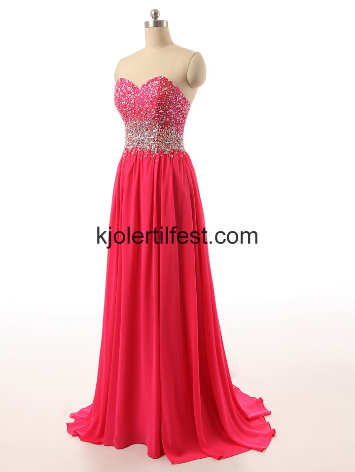 A-Linje Lange Kjreste Fuksia Chiffon Selskapskjoler