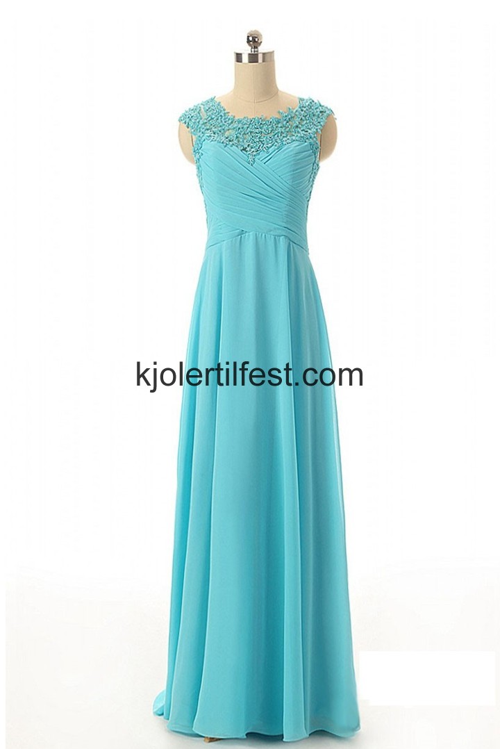 A-Linje Lange Perler Bl Chiffon Selskapskjoler