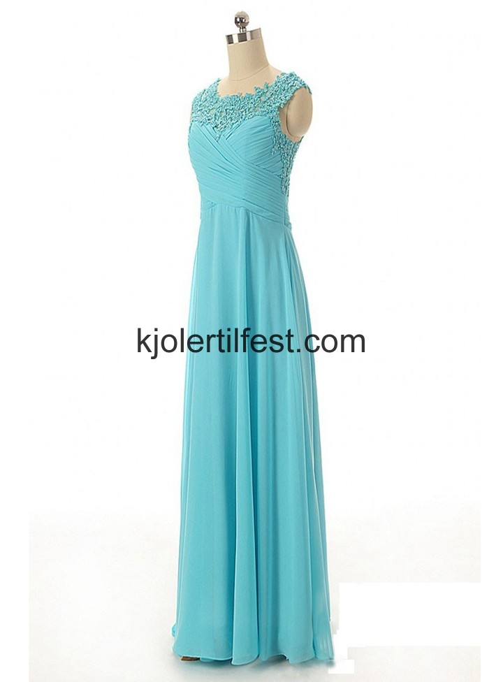 A-Linje Lange Perler Bl Chiffon Selskapskjoler