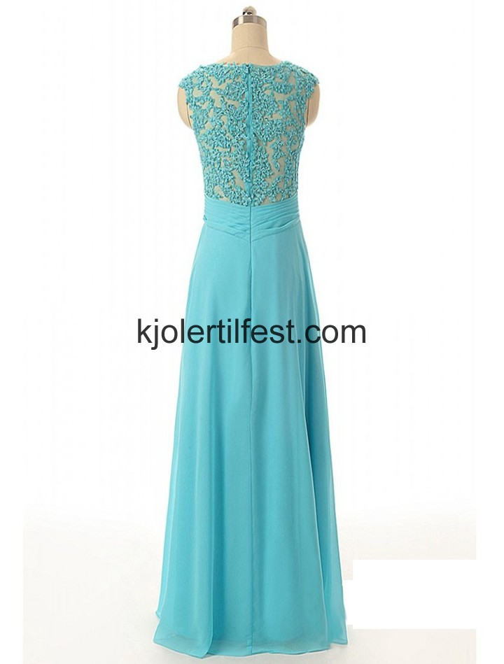 A-Linje Lange Perler Bl Chiffon Selskapskjoler