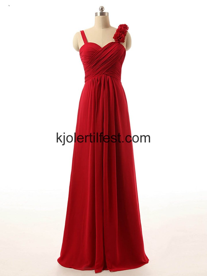 A-Linje Rd Gulvlengde Chiffon Selskapskjoler
