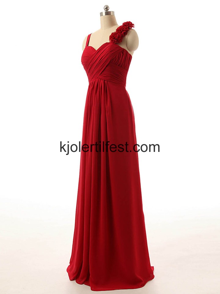 A-Linje Rd Gulvlengde Chiffon Selskapskjoler