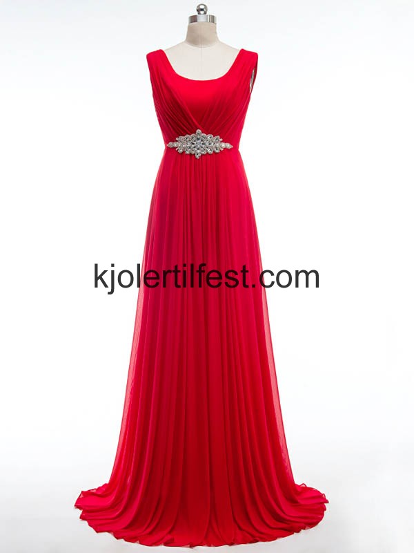 A-Linje Scoop Lange Rd Chiffon Selskapskjoler