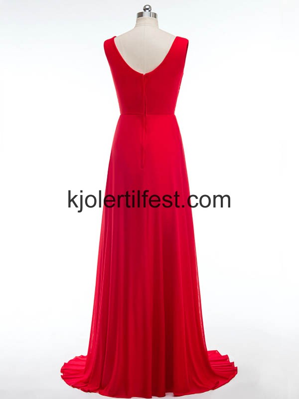 A-Linje Scoop Lange Rd Chiffon Selskapskjoler