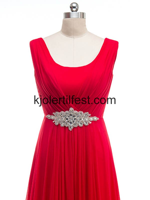 A-Linje Scoop Lange Rd Chiffon Selskapskjoler